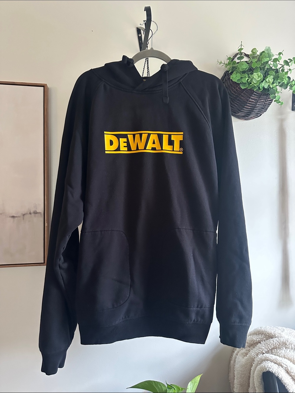 Men's Black Pullover Hoodie Sweatshirt - Yellow Logo